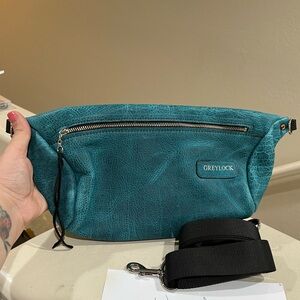 Greylock, cobalt blue leather sling bag